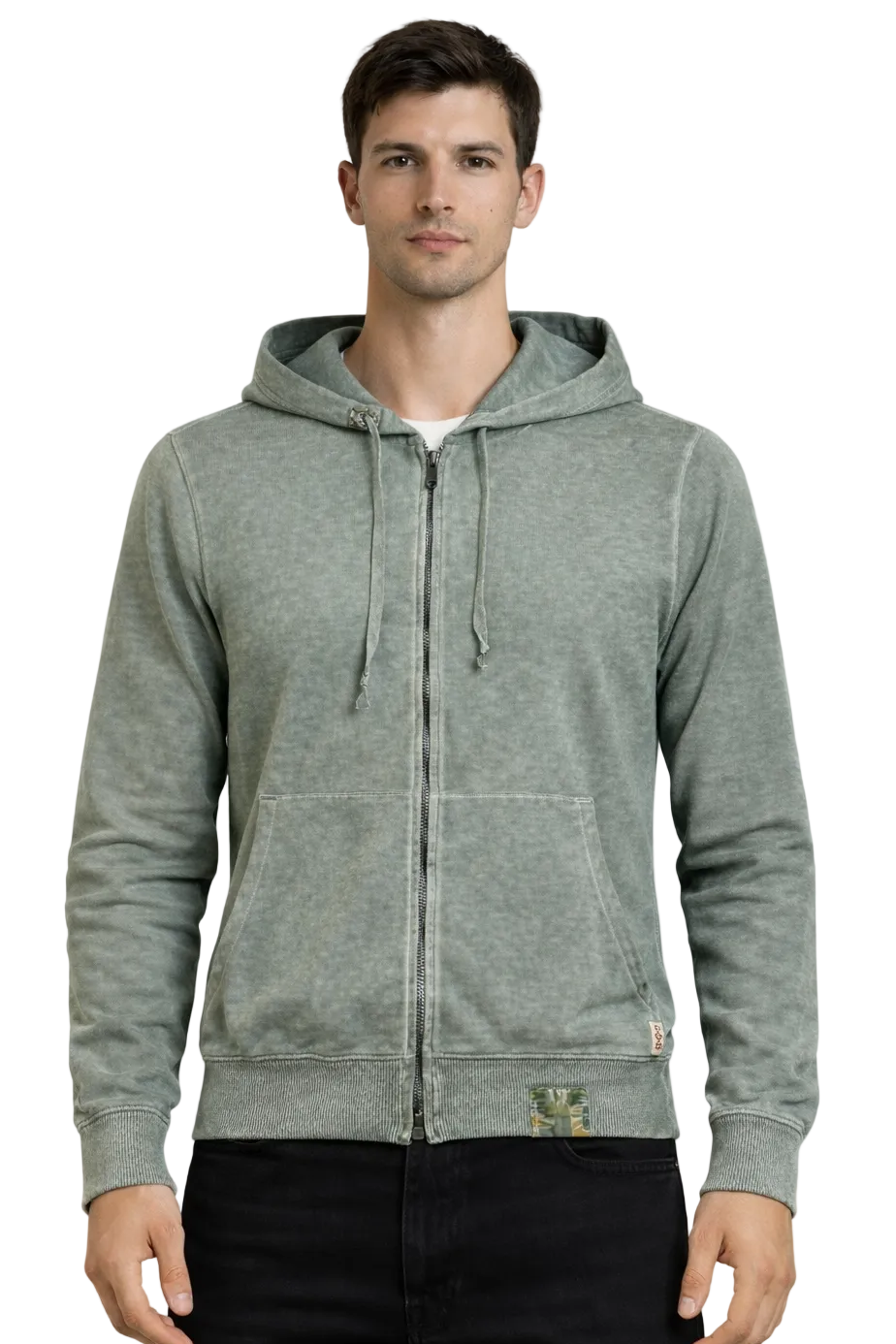 BOB - MAGLIA FULLZIP IN COTONE CON CAPPUCCIO