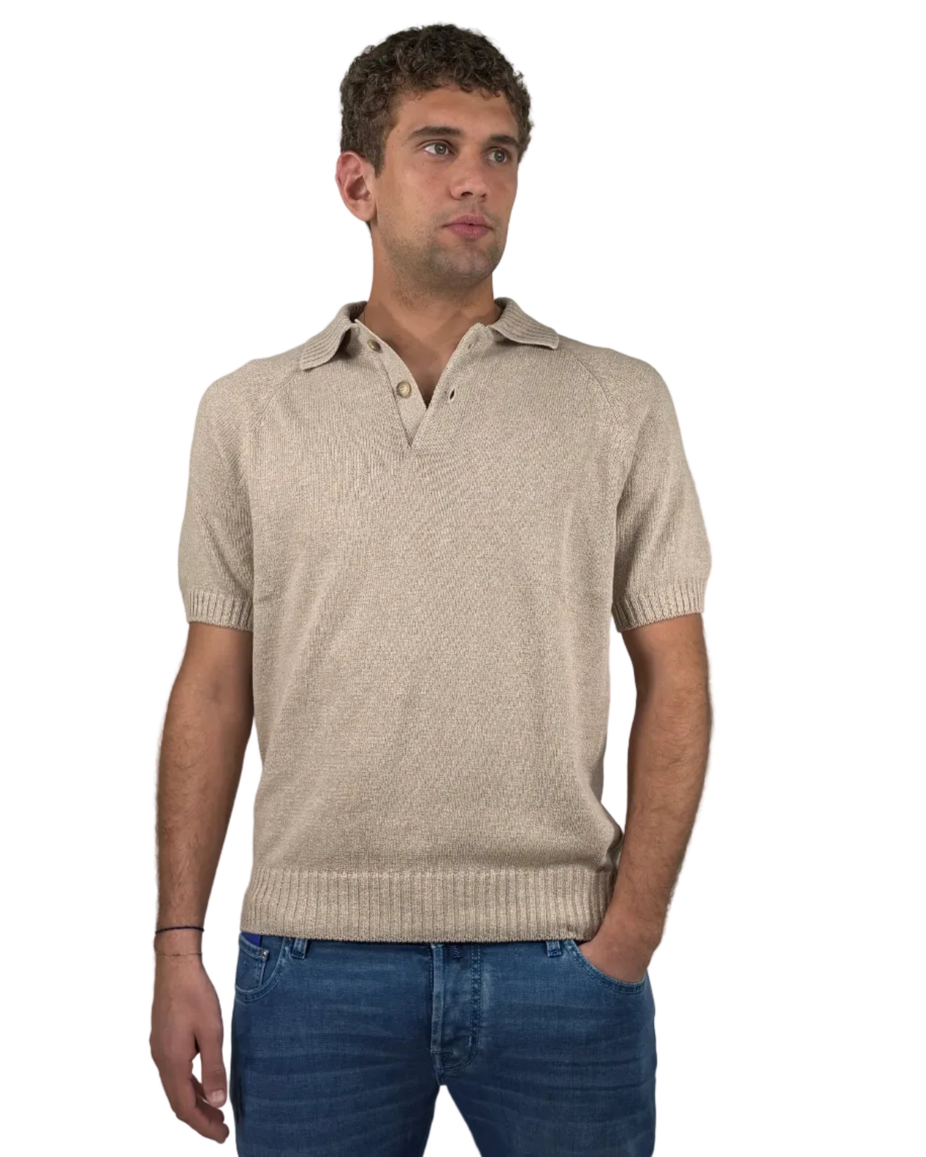 GRAN SASSO - POLO CON BOTTONI IN COTONE CASHMERE