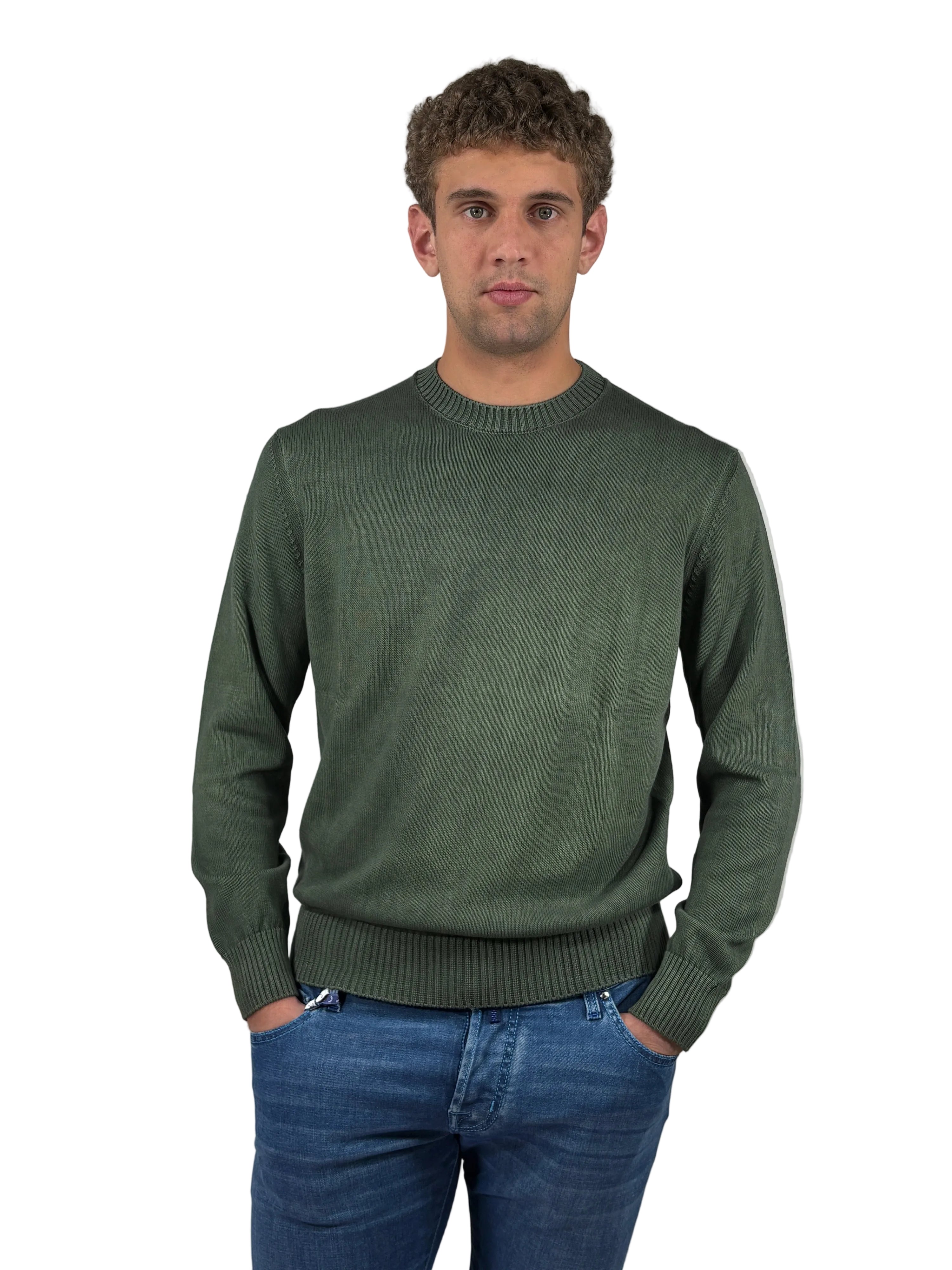 MASQ - MAGLIA IN COTONE LAVATO GIROCOLLO