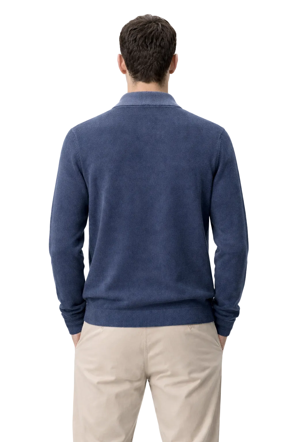 MASQ - MAGLIA FULLZIP CON COLLO CAMICIA IN COTONE LAVATO
