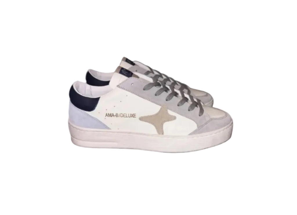 AMA BRAND - SNEAKER AZZURRA/GRIGIA "SLAM" IN PELLE
