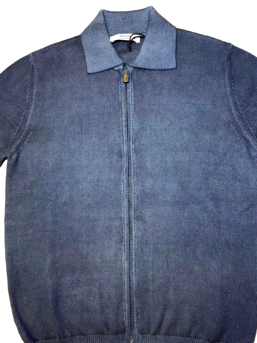 MASQ - MAGLIA FULLZIP CON COLLO CAMICIA IN COTONE LAVATO