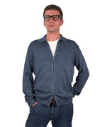 MASQ - MAGLIA FULLZIP CON COLLO CAMICIA IN COTONE LAVATO