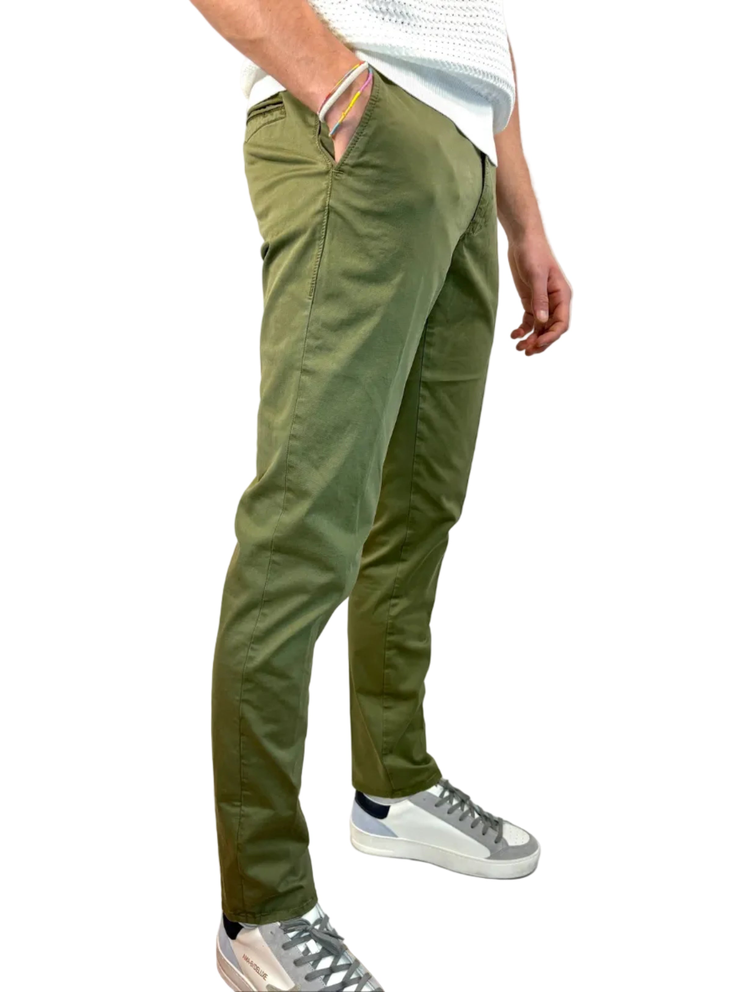 INCOTEX - PANTALONE SLIM FIT IN TRICOCHINO VERDE