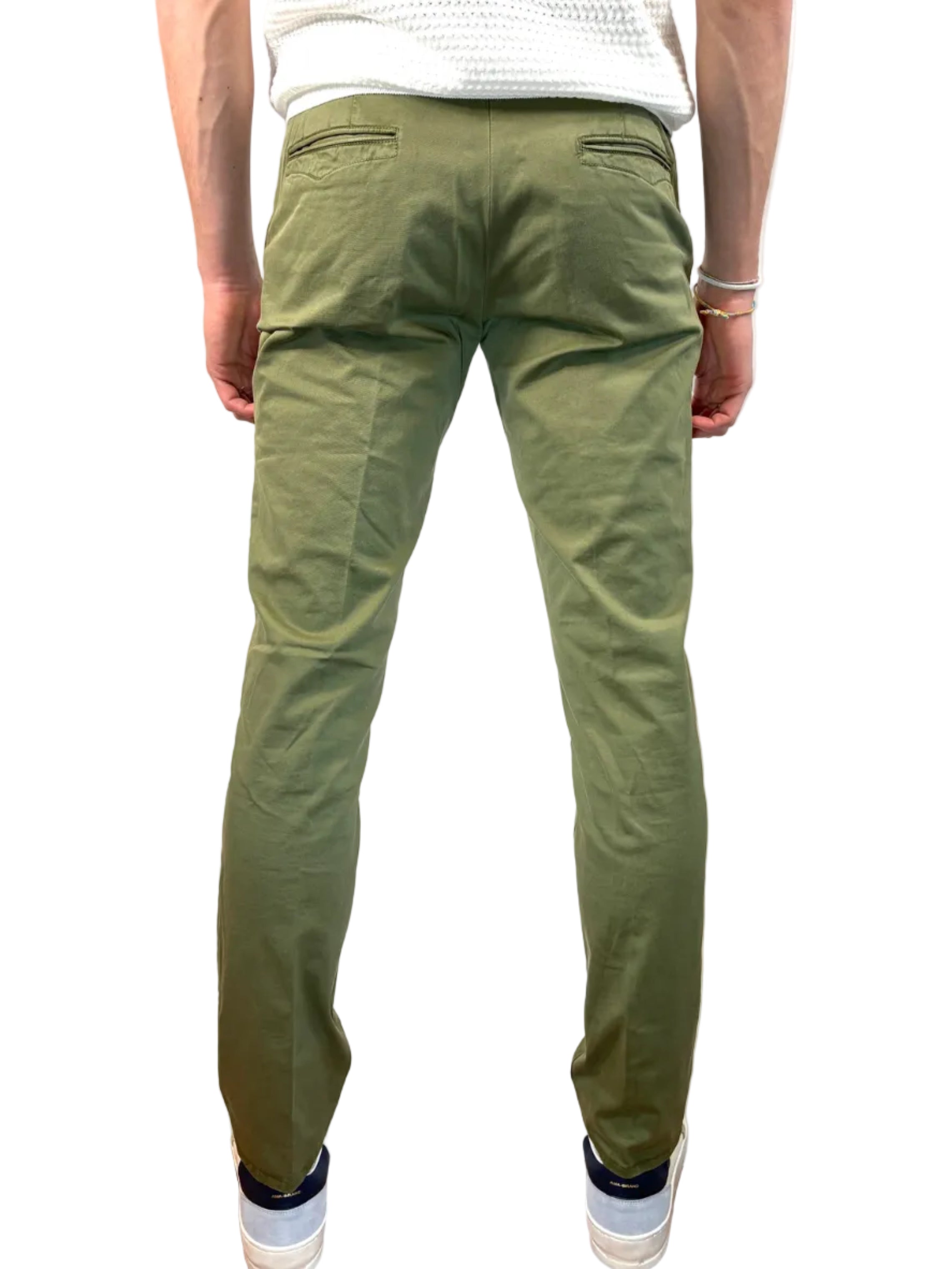 INCOTEX - PANTALONE SLIM FIT IN TRICOCHINO VERDE