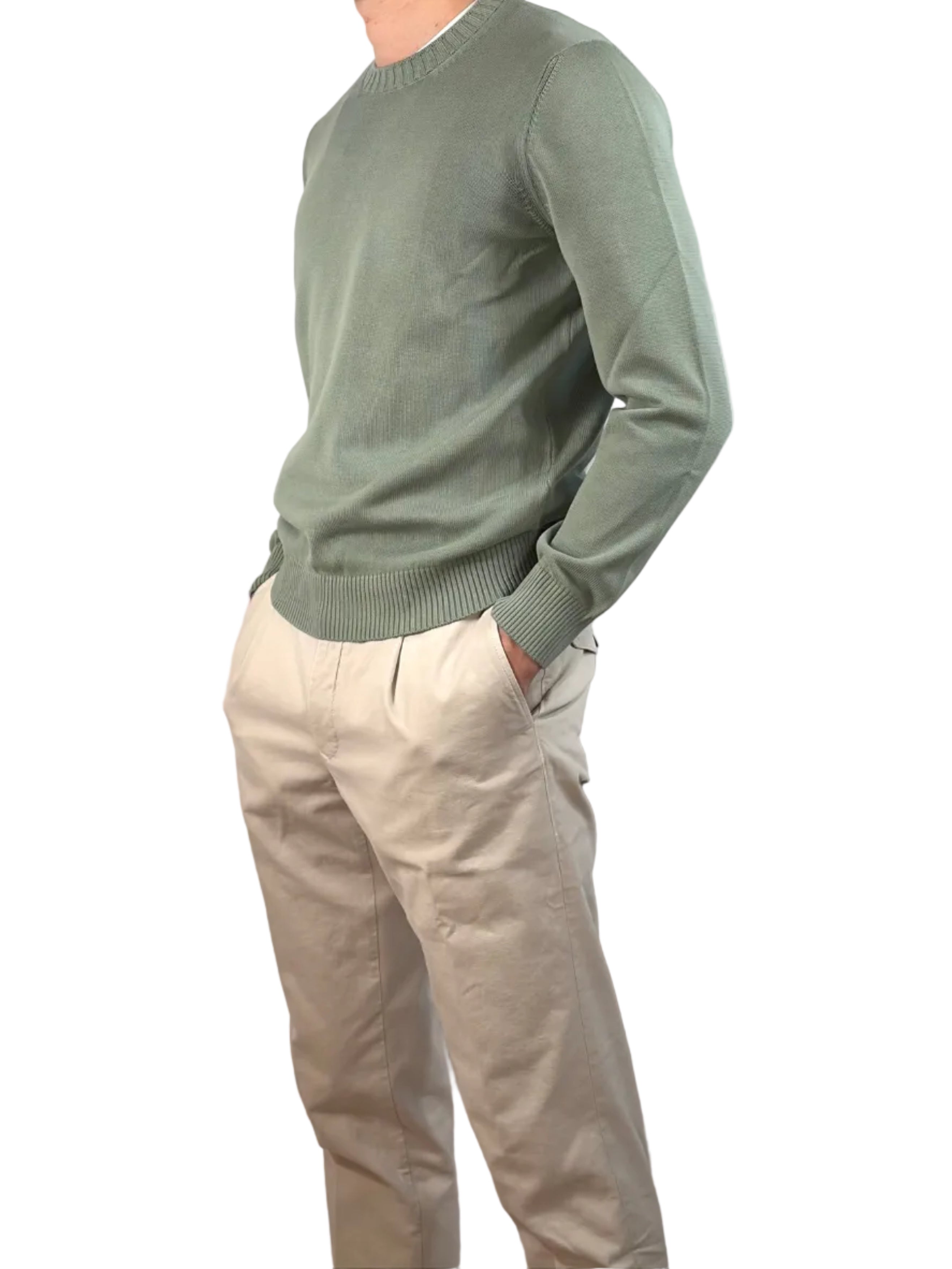 INCOTEX - PANTALONE TAPERED FIT IN COTONE ORGANICO BEIGE