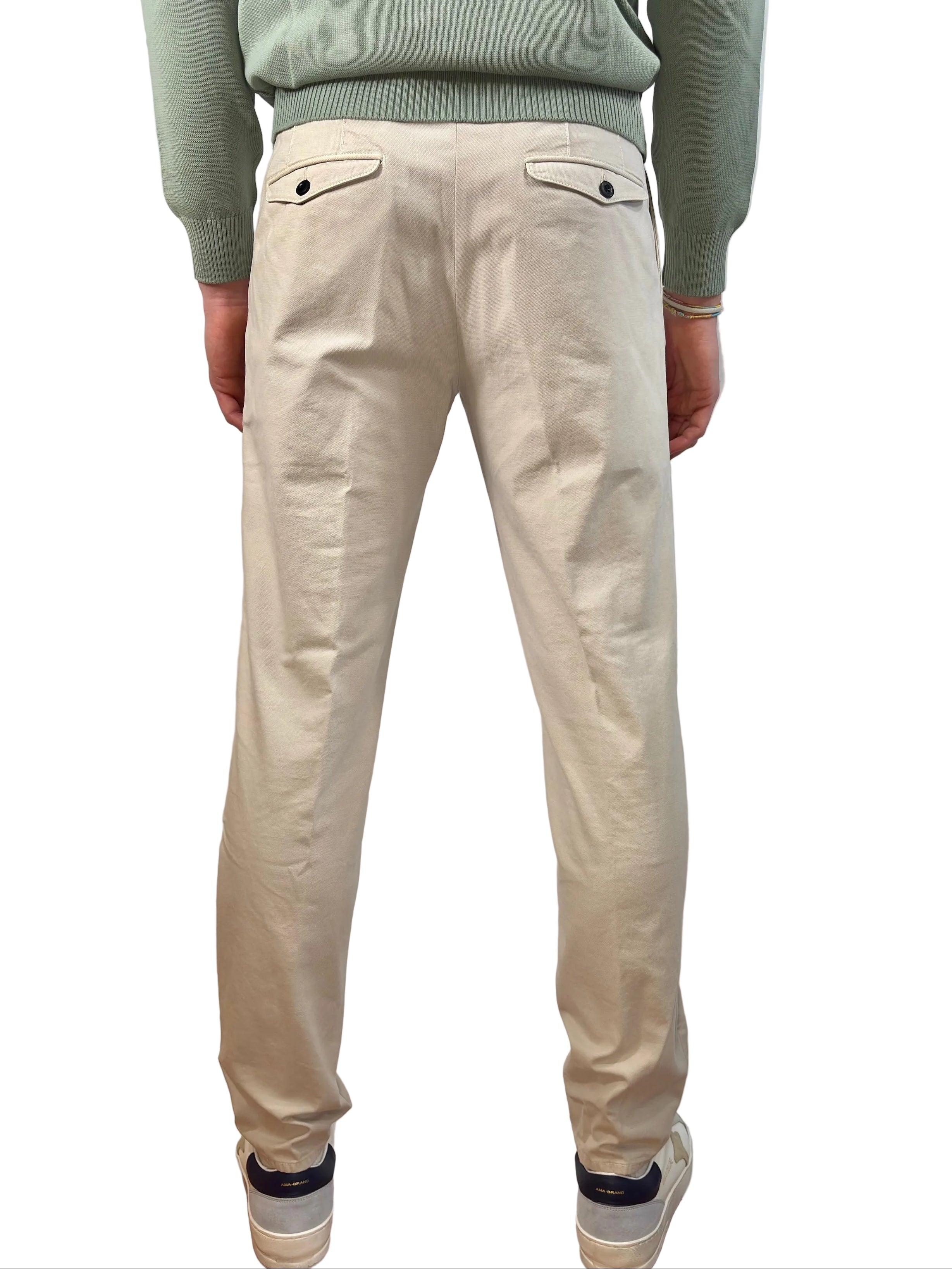 INCOTEX - PANTALONE TAPERED FIT IN COTONE ORGANICO BEIGE