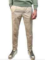 INCOTEX - PANTALONE TAPERED FIT IN COTONE ORGANICO BEIGE