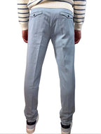 INCOTEX - PANTALONE TAPERED FIT IN COTONE ORGANICO AZZURRO