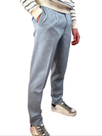 INCOTEX - PANTALONE TAPERED FIT IN COTONE ORGANICO AZZURRO