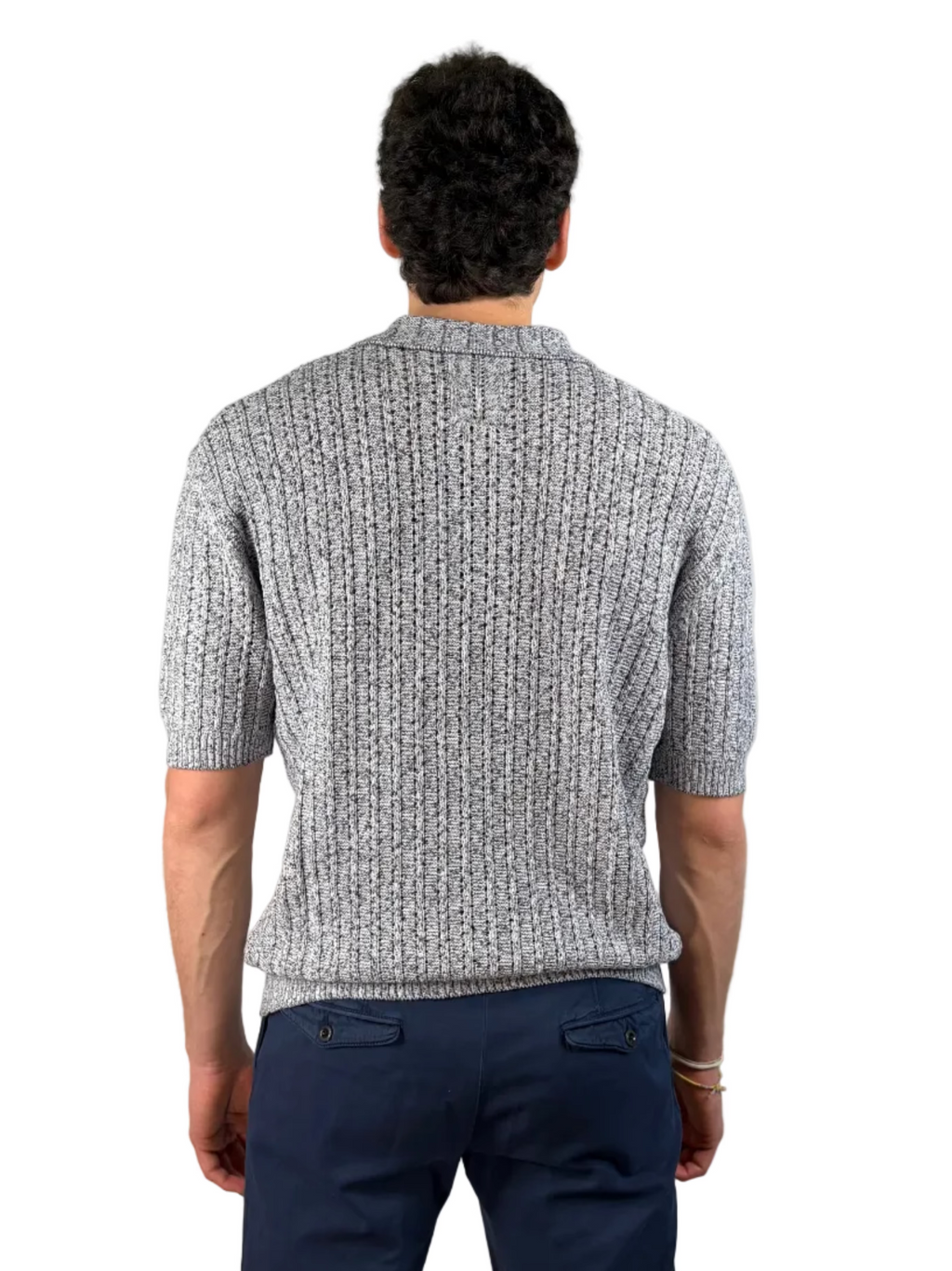 MASQ - CAMICIA MANICA CORTA IN MAGLIA CON TRAMA LAVORATA