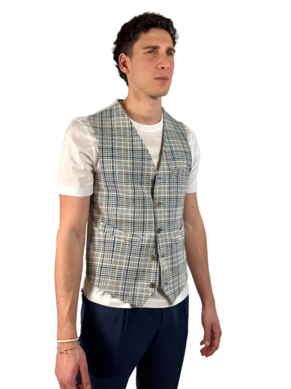 BOB - GILET A QUADRI IN COTONE STRETCH