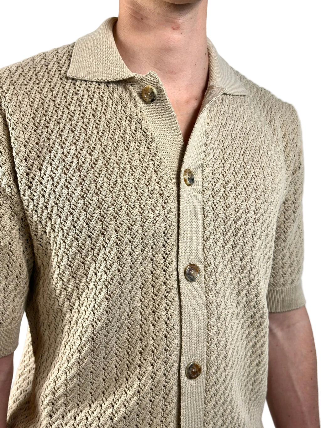 MASQ - CAMICIA MANICA CORTA TRAMA LAVORATA
