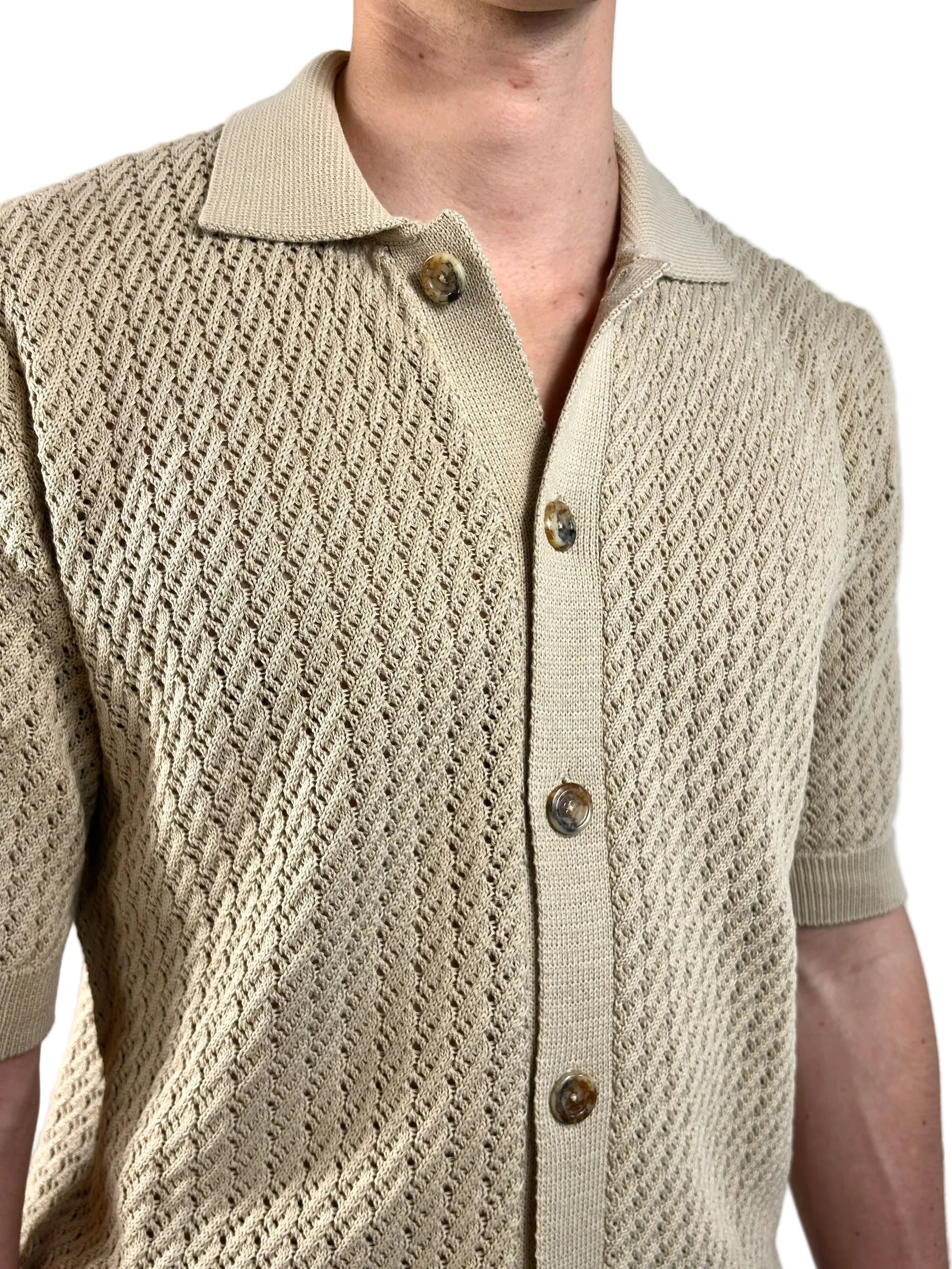 MASQ - CAMICIA MANICA CORTA TRAMA LAVORATA