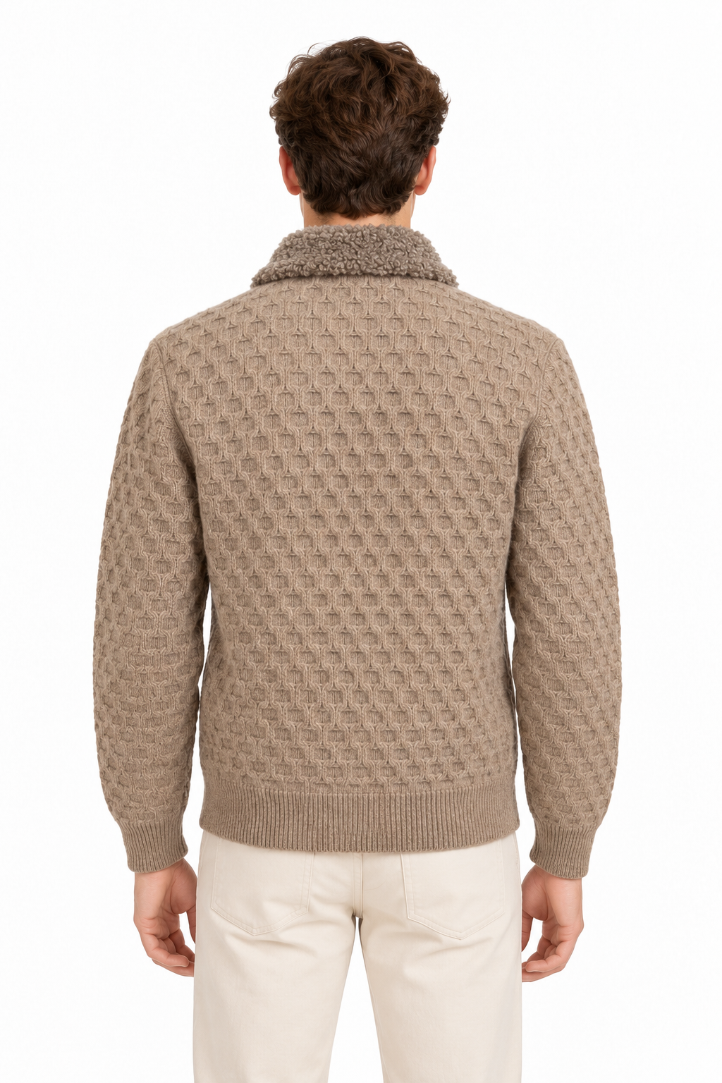 MASQ - Maglia fullzip lavorata in 100% lana merino