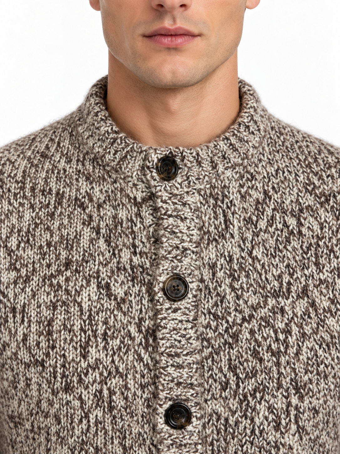 MASQ - Maglia moulinè allacciata con collo alla coreana