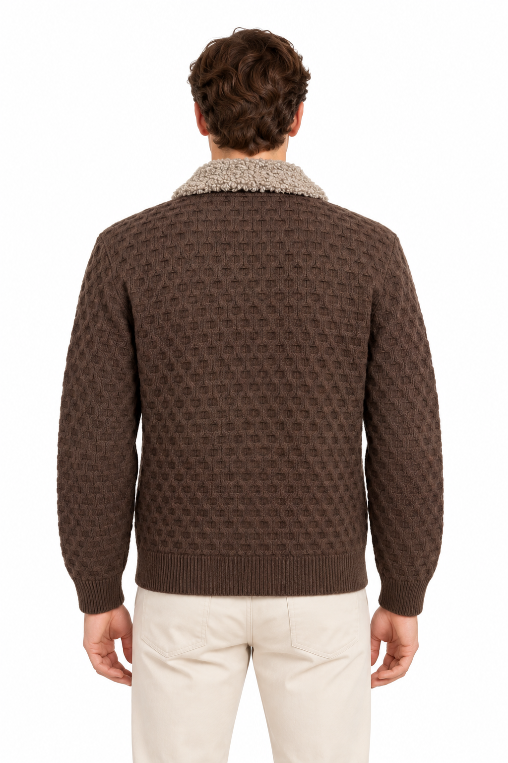 MASQ - Maglia fullzip lavorata in 100% lana merino
