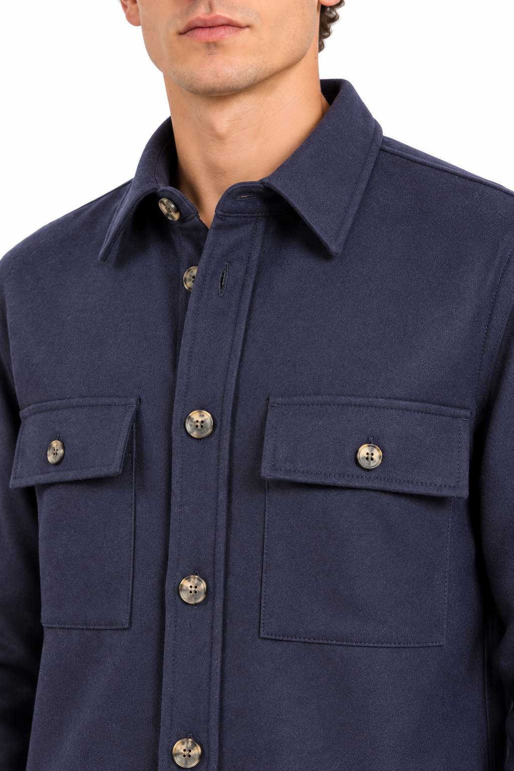 JACOB COHEN - Overshirt in flanella di lana "Vitale Barberis Canonico"