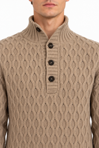 MASQ - Maglia "lupetto" con bottoni in 100% lana merino