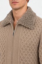 MASQ - Maglia fullzip lavorata in 100% lana merino