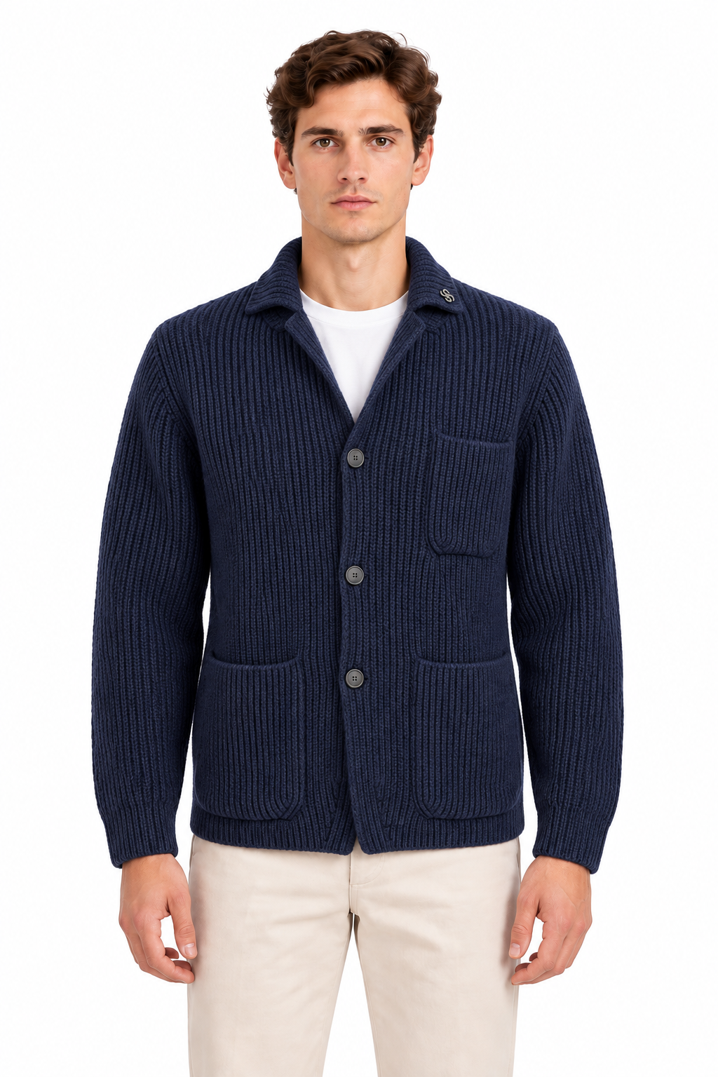 GRAN SASSO - Giacca in maglia "Sartorial" con tasche in 100% lana vergine