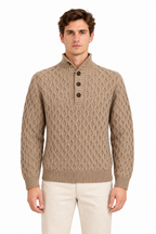MASQ - Maglia "lupetto" con bottoni in 100% lana merino
