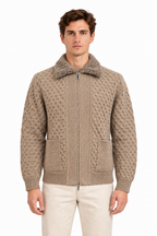 MASQ - Maglia fullzip lavorata in 100% lana merino