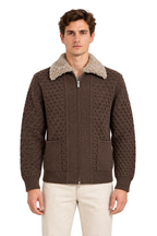 MASQ - Maglia fullzip lavorata in 100% lana merino