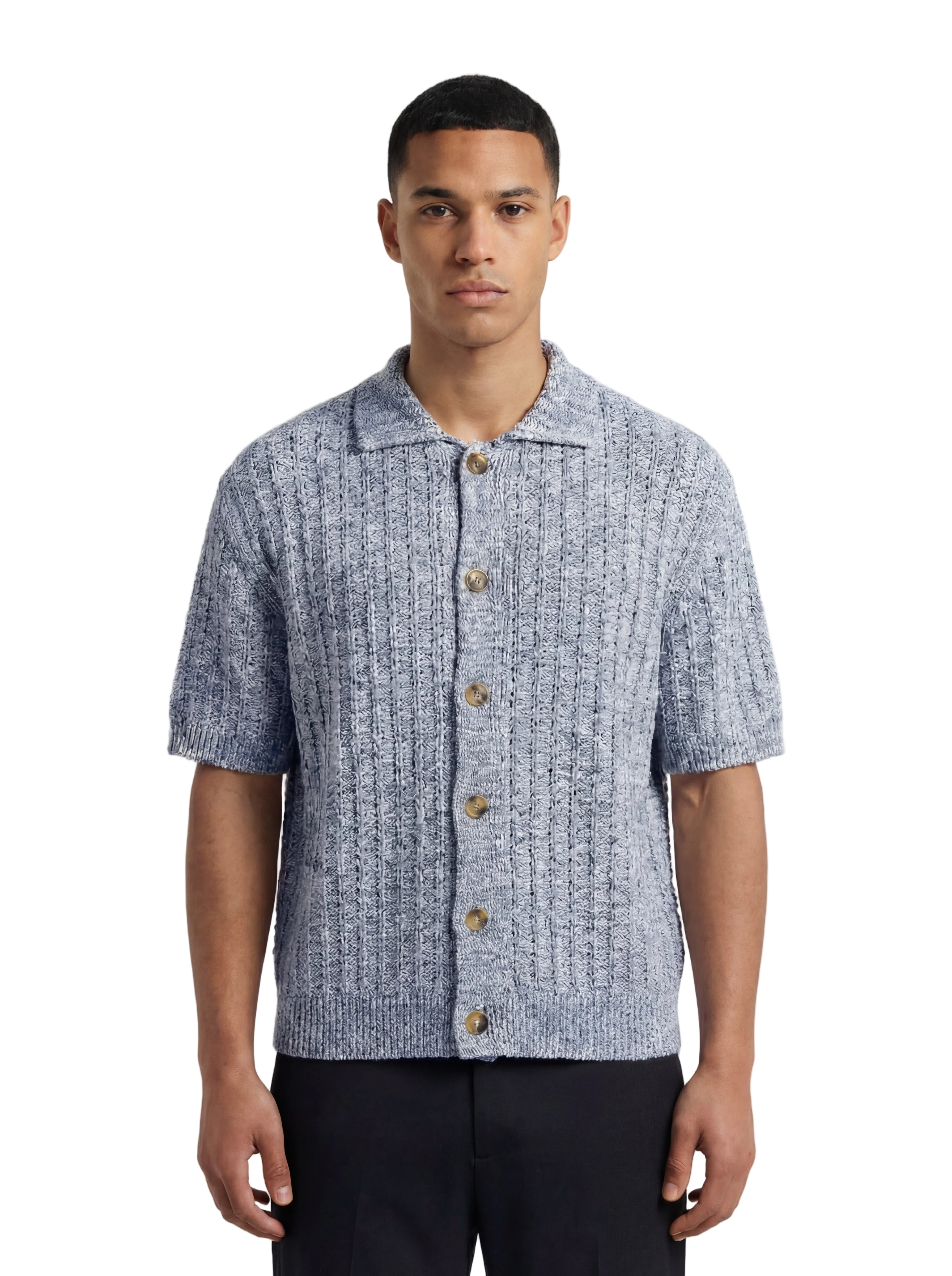 MASQ - CAMICIA MANICA CORTA IN MAGLIA CON TRAMA LAVOARATA